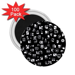 White On Black Abstract Symbols 2 25  Magnets (100 Pack)  by FunnyCow