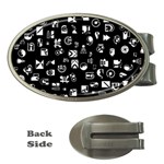 White On Black Abstract Symbols Money Clips (Oval)  Front