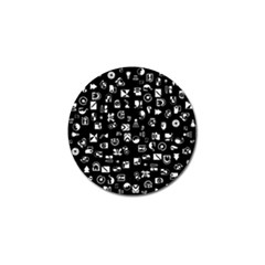 White On Black Abstract Symbols Golf Ball Marker (10 Pack) by FunnyCow