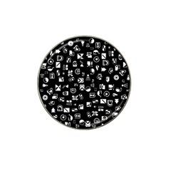 White On Black Abstract Symbols Hat Clip Ball Marker (4 Pack) by FunnyCow