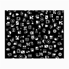 White On Black Abstract Symbols Small Glasses Cloth by FunnyCow