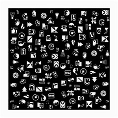 White On Black Abstract Symbols Medium Glasses Cloth (2-side) by FunnyCow