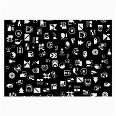 White On Black Abstract Symbols Large Glasses Cloth (2-side) by FunnyCow