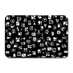 White On Black Abstract Symbols Plate Mats by FunnyCow