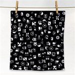 White On Black Abstract Symbols Face Towel Front