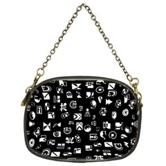 White On Black Abstract Symbols Chain Purse (one Side) by FunnyCow