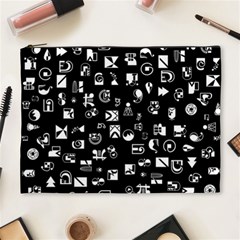 White On Black Abstract Symbols Cosmetic Bag (xl) by FunnyCow