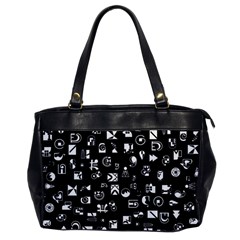 White On Black Abstract Symbols Oversize Office Handbag by FunnyCow