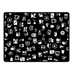 White On Black Abstract Symbols Fleece Blanket (small) by FunnyCow