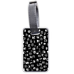 White On Black Abstract Symbols Luggage Tags (one Side)  by FunnyCow