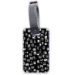 White On Black Abstract Symbols Luggage Tags (two Sides) by FunnyCow