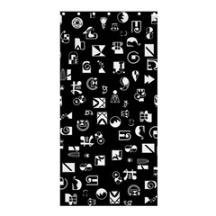 White On Black Abstract Symbols Shower Curtain 36  X 72  (stall)  by FunnyCow