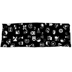 White On Black Abstract Symbols Body Pillow Case (dakimakura) by FunnyCow