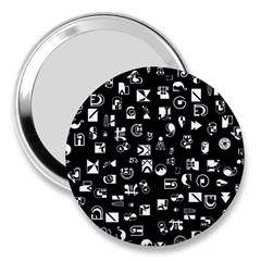 White On Black Abstract Symbols 3  Handbag Mirrors by FunnyCow