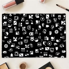 White On Black Abstract Symbols Cosmetic Bag (xxl) by FunnyCow