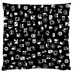 White On Black Abstract Symbols Standard Flano Cushion Case (one Side) by FunnyCow