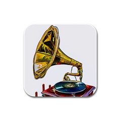 Vintage Gramophone Rubber Square Coaster (4 Pack)  by FunnyCow