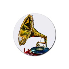 Vintage Gramophone Rubber Round Coaster (4 Pack)  by FunnyCow