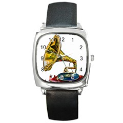 Vintage Gramophone Square Metal Watch by FunnyCow