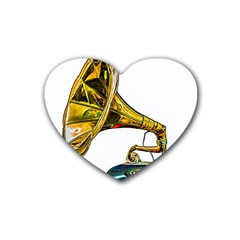 Vintage Gramophone Rubber Coaster (heart)  by FunnyCow