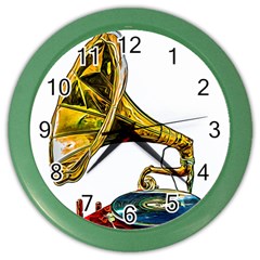 Vintage Gramophone Color Wall Clock by FunnyCow