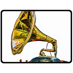 Vintage Gramophone Fleece Blanket (large)  by FunnyCow