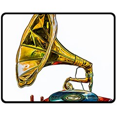 Vintage Gramophone Double Sided Fleece Blanket (medium)  by FunnyCow