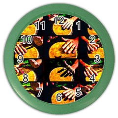 Drum Beat Collage Color Wall Clock by FunnyCow