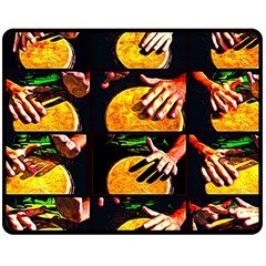 Drum Beat Collage Fleece Blanket (medium)  by FunnyCow