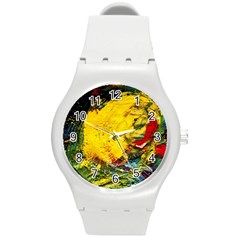 Yellow Chik Round Plastic Sport Watch (m) by bestdesignintheworld