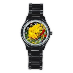 Yellow Chik Stainless Steel Round Watch by bestdesignintheworld