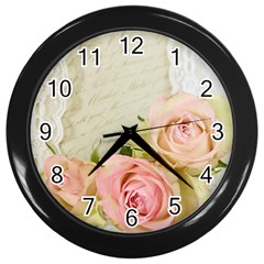 Roses 2218680 960 720 Wall Clock (black) by vintage2030