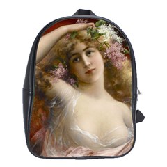 Victorian Lady In Pink School Bag (xl) by vintage2030