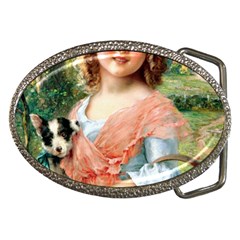 Girl With Dog Belt Buckles