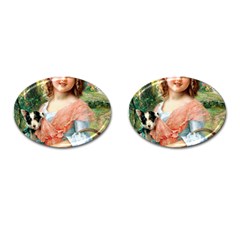 Girl With Dog Cufflinks (oval)