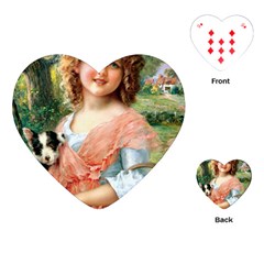 Girl With Dog Playing Cards (heart)  by vintage2030