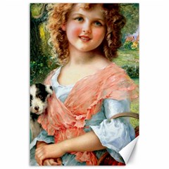 Girl With Dog Canvas 24  X 36  by vintage2030