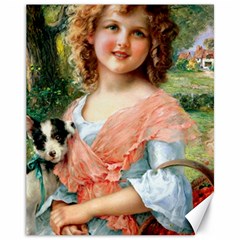 Girl With Dog Canvas 11  X 14  by vintage2030