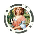 Girl With Dog Poker Chip Card Guard Front