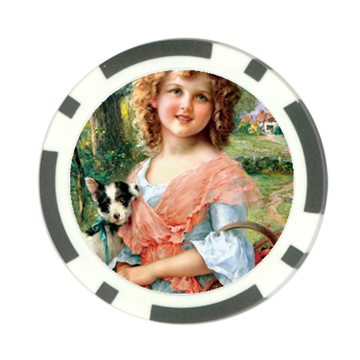 Girl With Dog Poker Chip Card Guard