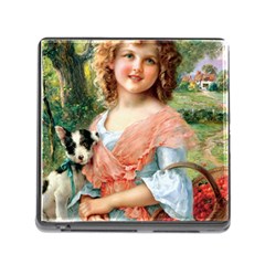 Girl With Dog Memory Card Reader (square 5 Slot) by vintage2030