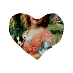 Girl With Dog Standard 16  Premium Heart Shape Cushions by vintage2030