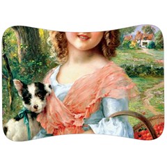 Girl With Dog Velour Seat Head Rest Cushion