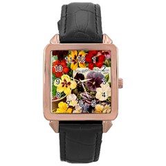 Flowers 1776534 1920 Rose Gold Leather Watch  by vintage2030