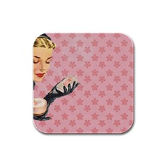 Vintage Lady Rubber Square Coaster (4 Pack)  by vintage2030