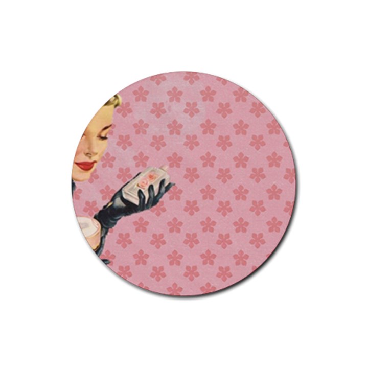 Vintage Lady Rubber Round Coaster (4 pack) 