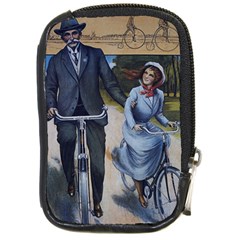 Couple On Bicycle Compact Camera Leather Case by vintage2030