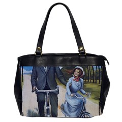 Couple On Bicycle Oversize Office Handbag (2 Sides) by vintage2030