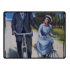 Couple On Bicycle Double Sided Fleece Blanket (small)  by vintage2030