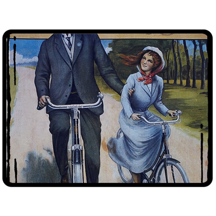 Couple On Bicycle Double Sided Fleece Blanket (Large) 